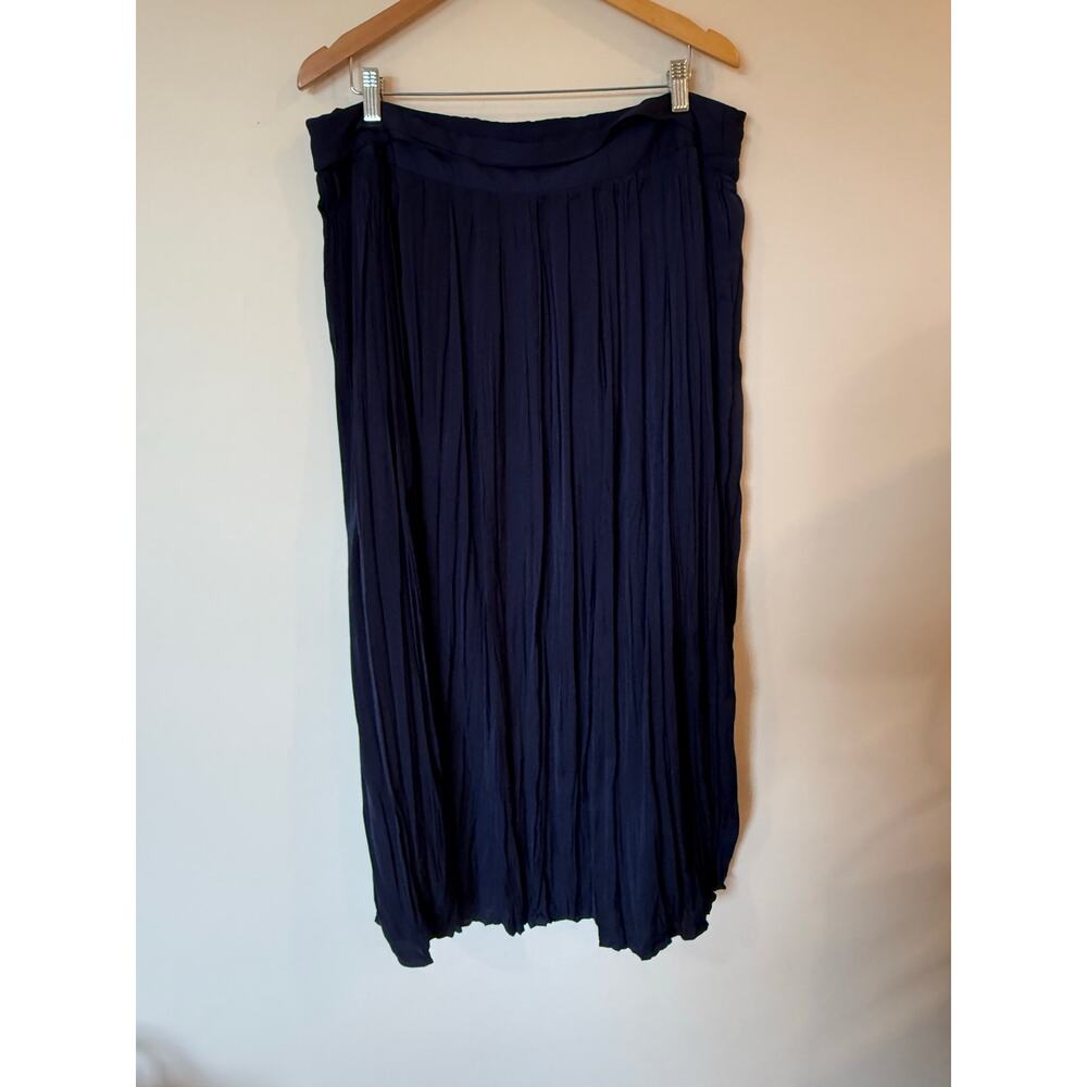 NWT Chico's Silky Crinkle Meleah Maxi Skirt Solid Midnight Blue Women's Size XL